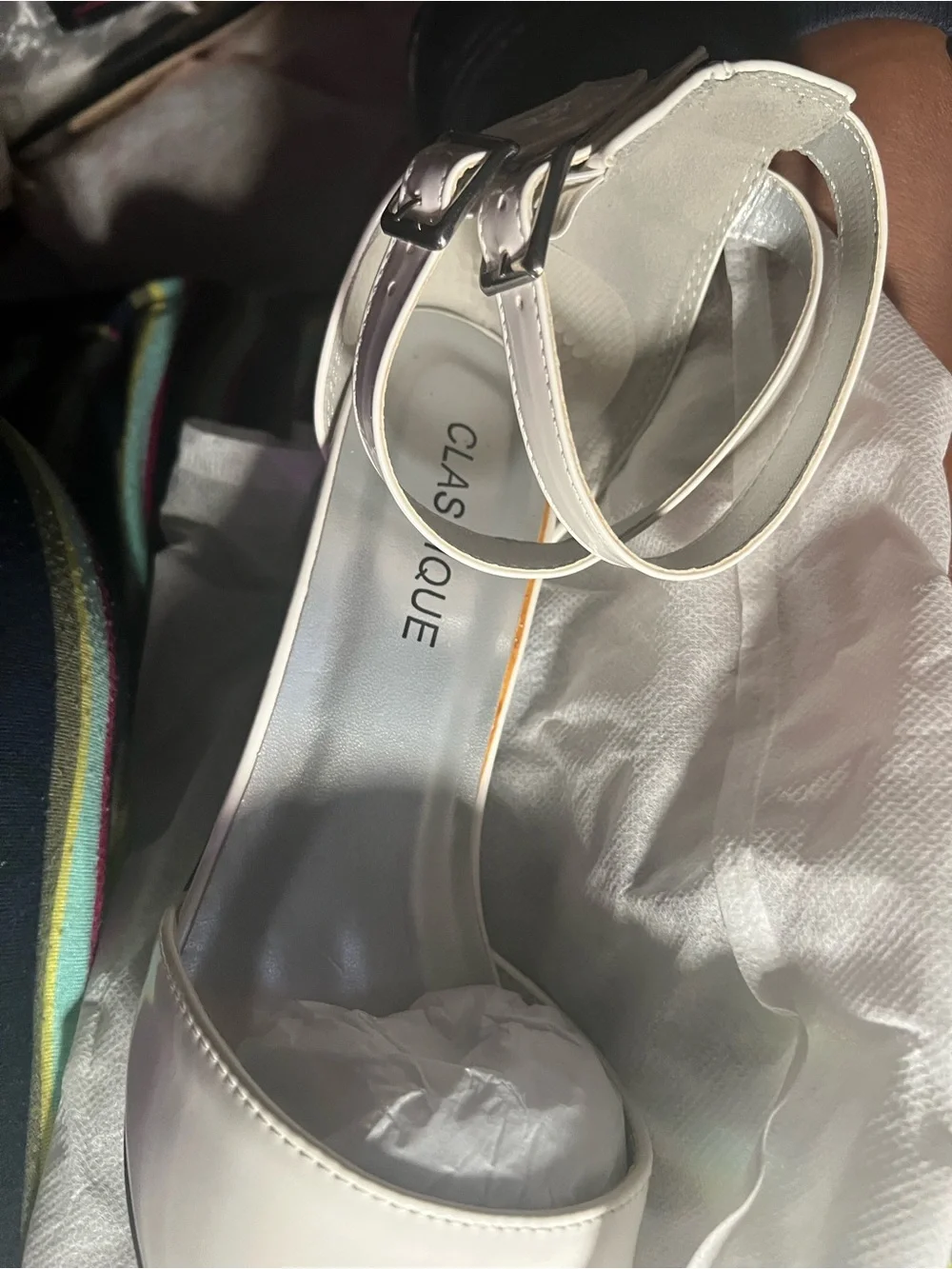 Women's White Patent Strappy High Heel Sandals
